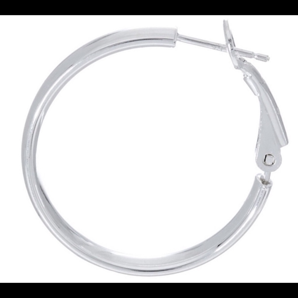 Sterling Silver (925) 1" Round Hoop Earrings - Picture 2 of 8